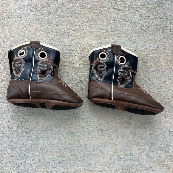 Dbl Barrel Other - Double Barrel Infant Brown and Black Western Cowboy Trace Baby Buckers Boots